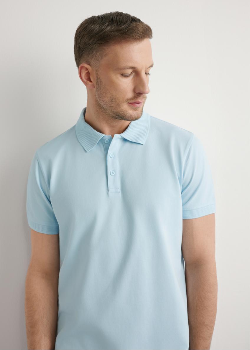 Błękitna koszulka polo męska POLMT-0089-7A(W26)