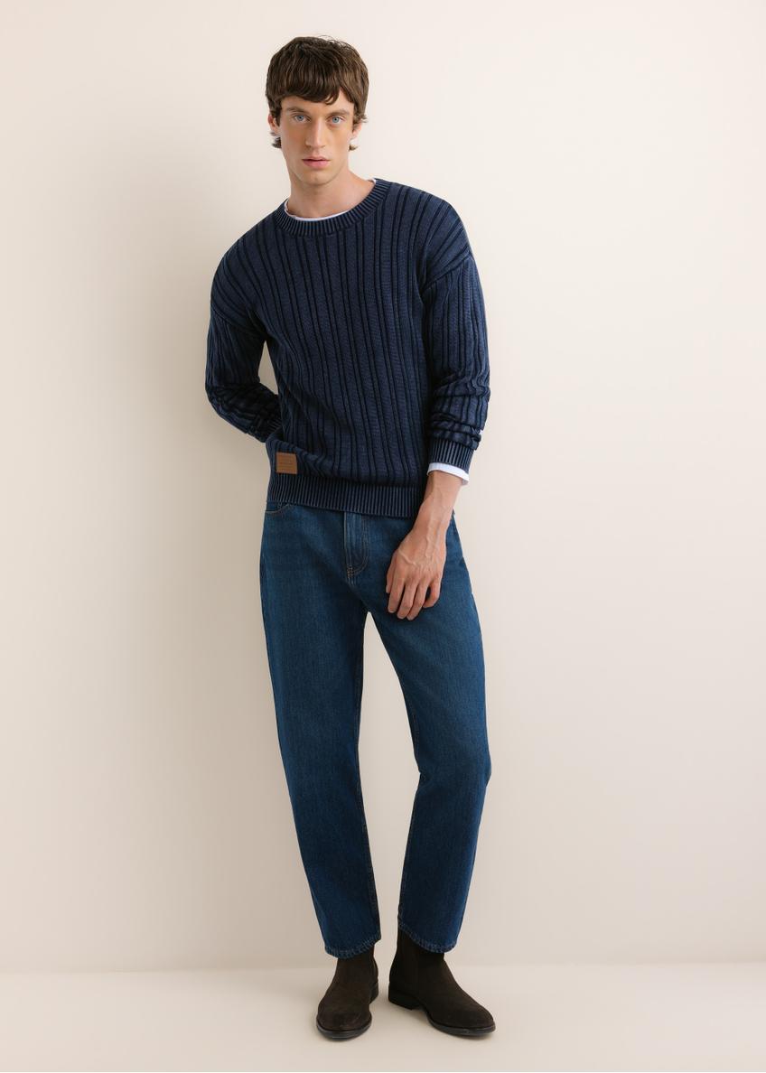 Granatowy bawełniany sweter męski SWEMT-0211-7E(Z26)
