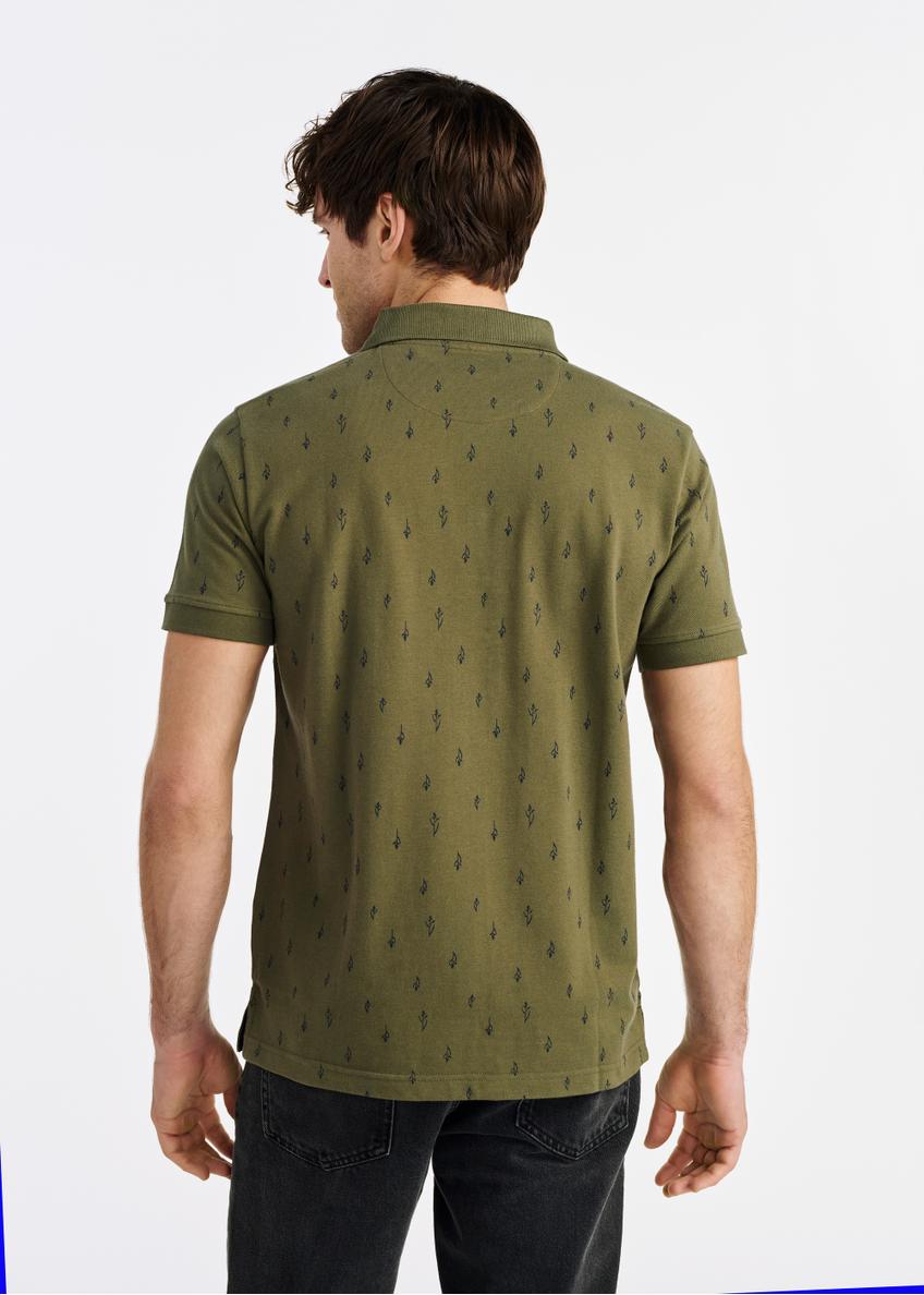 Koszulka polo khaki we wzory POLMT-0081-55(W25)