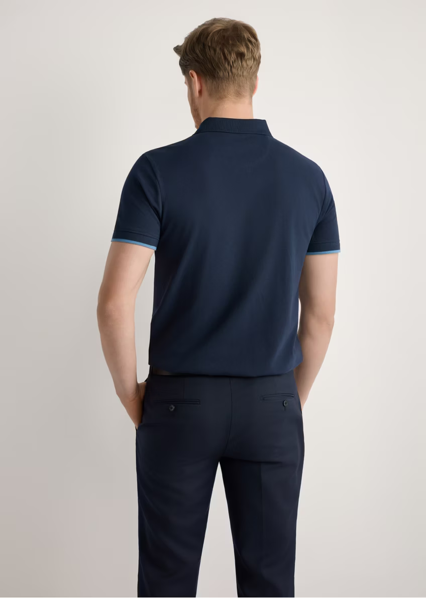 Granatowa koszulka polo z bawełny POLMT-0045B-7E(W26)