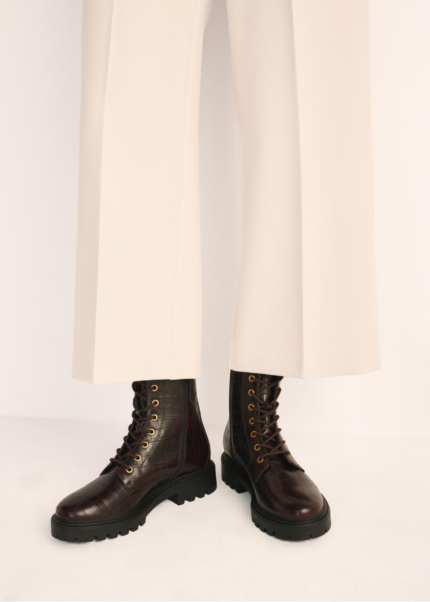 Bordowe botki damskie croco BUTYD-1192-90(Z25)