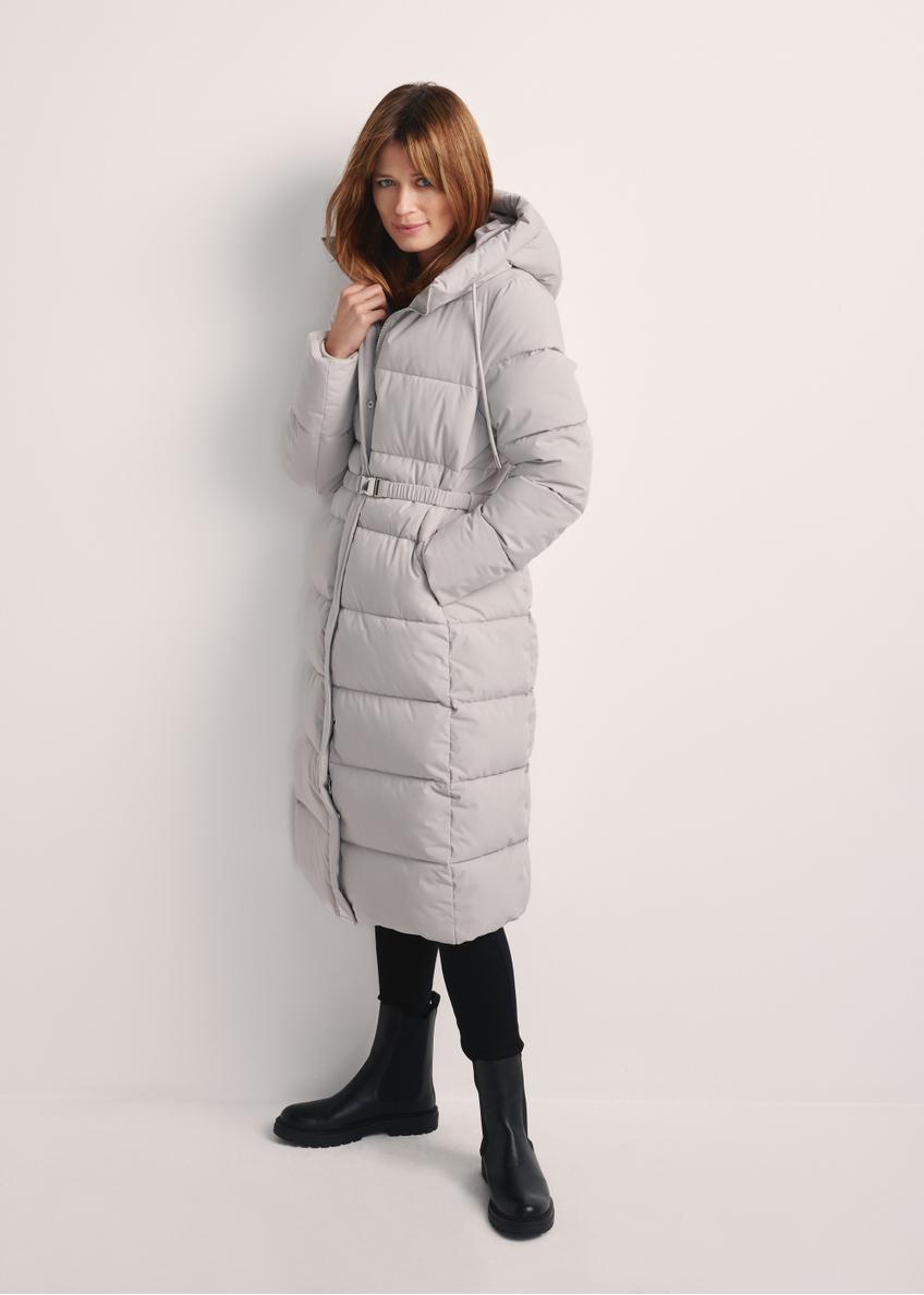 Długa jasnoszara kurtka damska KURDT-0602-66(Z25)