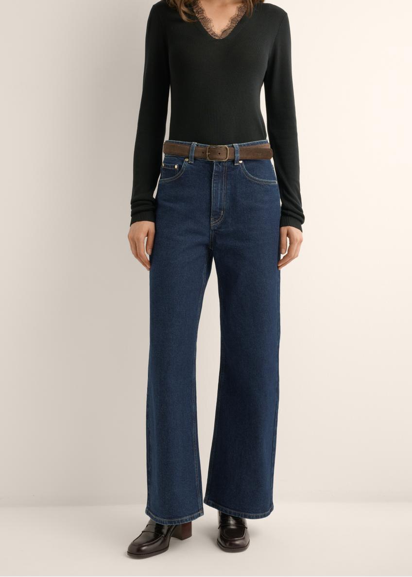 Granatowe jeansowe spodnie damskie JEADT-0013-7E(Z26)